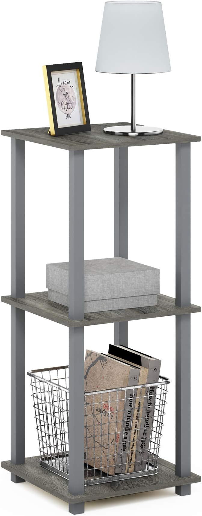Furinno Simplistic Set of 2 End Table, French Oak Grey/Grey-NeatNest