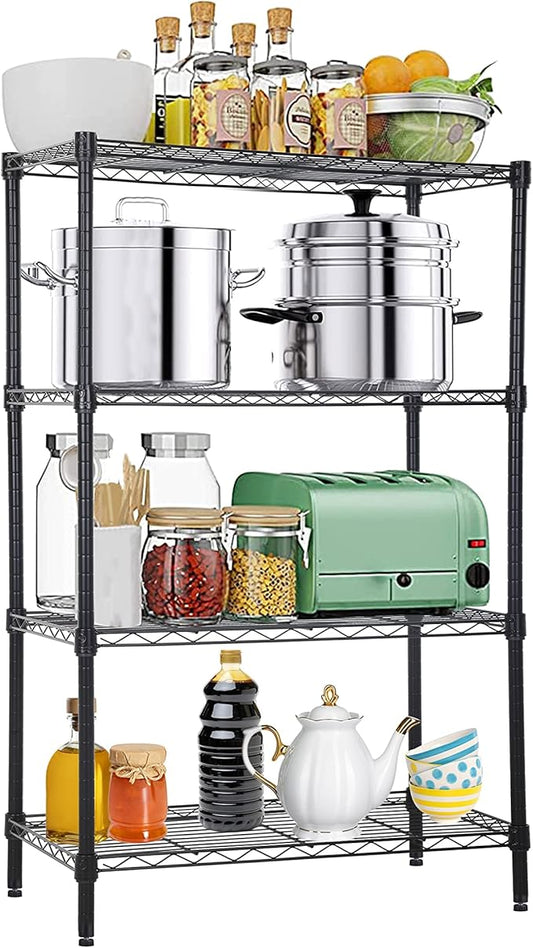 4-Tier Metal Wire Shelving Unit Kitchen Shelf Organizer Storage Rack Utility Shelf Snack Shelf, NSF Certified Storage Shelves for shelves Metal Shelving Shelves for Storage Shelf Pantry Shelves