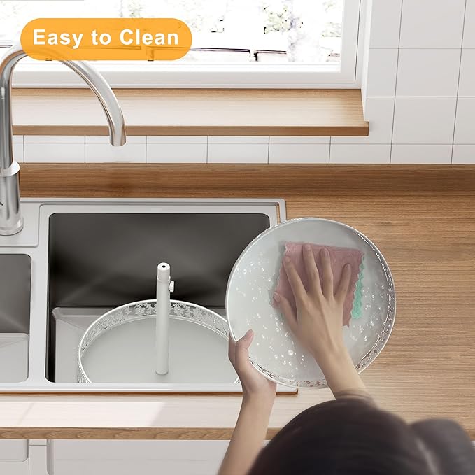2 Tier Lazy Susan Organizer Turntable Adjustable,12 Inch Two Tier Lazy Susan Metal Easy Assembly Cleaning, Rotating Spice Rack Organizer for Cabinet Dining Table Kitchen Countertop White-NeatNest