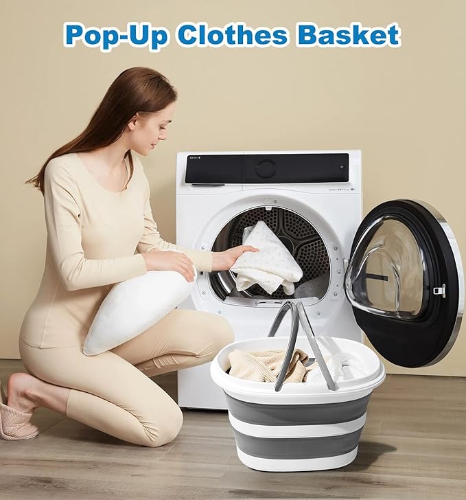 Collapsible Bucket 16L with Handles, Cleaning Mop Bucket Space Saving Foldable Silicone Tub for Laundry Storage Camping, Portable Wash Basin for Home & Car, 4.2 Gallon Compact Utility Plastic Bucket-NeatNest