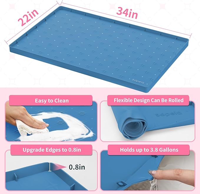 Sdpeia Under Sink Mat for [34" x 22"] Cabinet, Upgraded Silicone Waterproof Mat Kitchen Cabinet Liner Cabinet Protector Kitchen Organizers and Storage-NeatNest