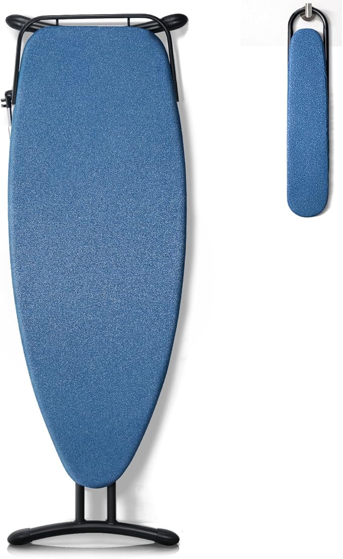 Duwee 18"x48" Deluxe Ironing Board with Retractable Iron Rest,Extra Wide Ironing Board Thicken Steel Top Board,with Sleeve Board,Adjustable Height,T Leg Foldable