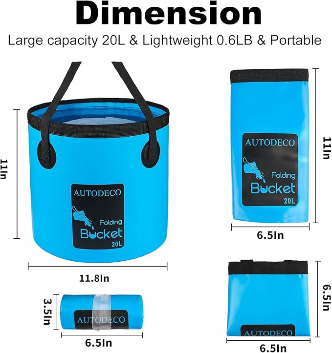 AUTODECO Collapsible Bucket 5 Gallon Container Folding Water Bucket Portable Wash Basin 20L-NeatNest