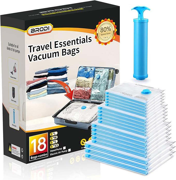 Compression Bags - Space Saver & Travel Essentials, Vacuum Seal Bags for Clothing & Luggage (18 Combo Pack)-NeatNest