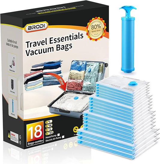 Compression Bags - Space Saver & Travel Essentials, Vacuum Seal Bags for Clothing & Luggage (18 Combo Pack)-NeatNest