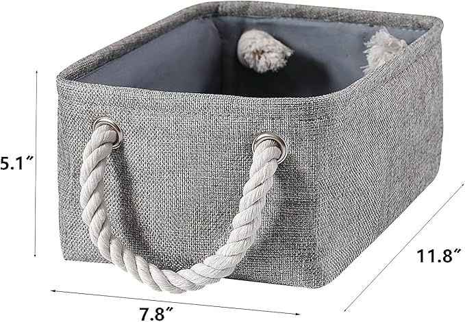 combocube 11.8 x 7.8 x 5.1 Inch Fabric Storage Bins for Shelves, Linen Storage Organizer Storage Basket with Ropes for Laundry, Home, Closet, Office, Clothes, Toys Organizer-NeatNest