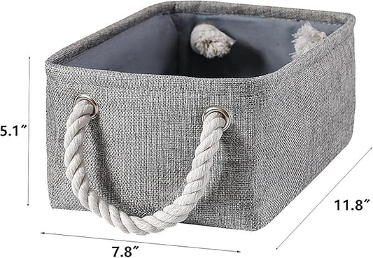 combocube 11.8 x 7.8 x 5.1 Inch Fabric Storage Bins for Shelves, Linen Storage Organizer Storage Basket with Ropes for Laundry, Home, Closet, Office, Clothes, Toys Organizer-NeatNest