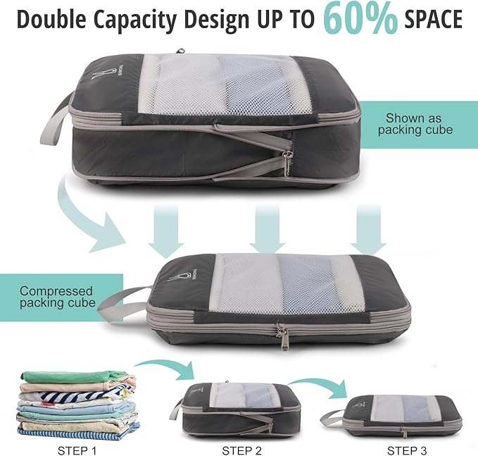 Expandable Compression Packing Cubes for Suitcases,6 Set Lightweight Compressible Travel Packing Organizer for Carry on Suitcase,Organizer Bags Set as Travel Essentials for Women-NeatNest