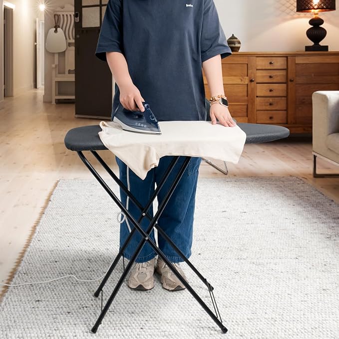 Duwee 13"×35" Ironing Board Small with Heat Resistant Cover,Folding Compact Ironing Board,Light Weight,Easy to Storage,Black