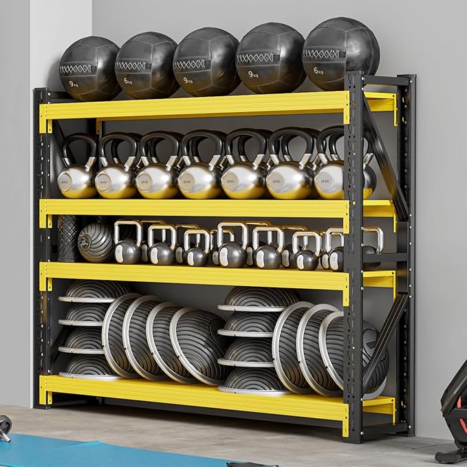 42" W Garage Shelving,4-Tier Heavy Duty Storage Shelves Unit with Adjustable Metal Shelf for Warehouse,Basement,Workshop,3400LBS,42" W x 20" D x 79" H,Black&Yellow-NeatNest