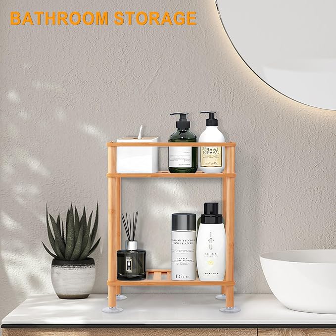 2-Tier Bathroom Storage，Over The Toilet Storage ， Bathroom Shelves Organizer, Storage Rack for Towels, Soap, Shampoo, Toilet Paper Holder, Space Saving for Small Spaces, Easy Assembly-NeatNest