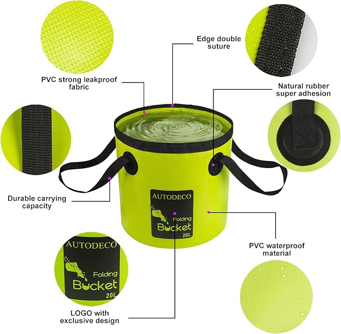 AUTODECO Collapsible Bucket 5 Gallon Container Folding Water Bucket Portable Wash Basin 20L-NeatNest