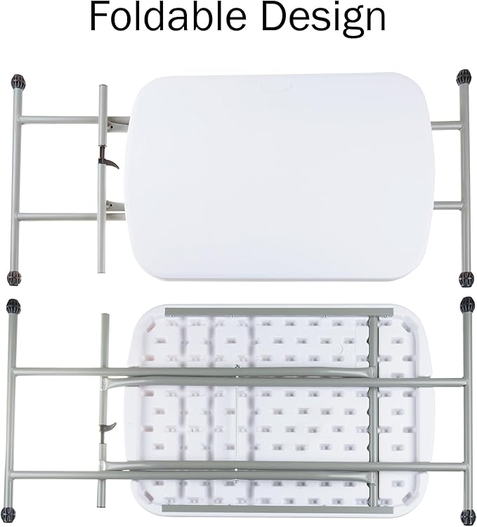 Everyday Home Folding Table - Lightweight Portable Folding Desk - Small Plastic Table for TV Tray, Playing Cards, and Craft Room (White)-NeatNest