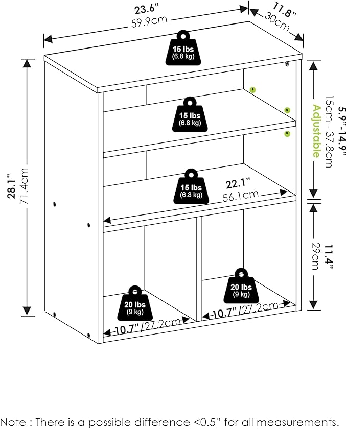 Furinno Pasir 3 Tier Display Bookcase, Bookshelf, French Oak