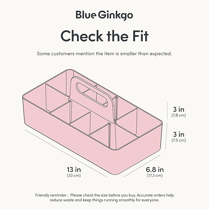 BLUE GINKGO Stackable Organizer Caddy – Korean-Made Portable Tote for Bathroom, Office, Crafts, or School Supplies (Long Rectangle, Pink)-NeatNest