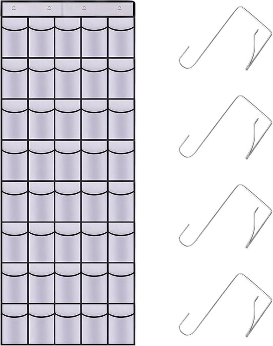 40 Mesh Pocket Over the Door Shoe Organizer,Hanging Shoe Rack for Closet Storage Holder for Dorm Room College Classroom Storag(White)-NeatNest