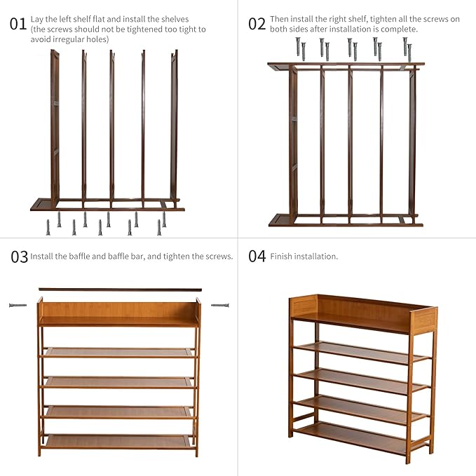 Bamboo Shoe Rack Organizer, 5 Tier Shoe Shelf Storage Organizer, for Entryway, Hallway, and Closet (Brown-39)-NeatNest