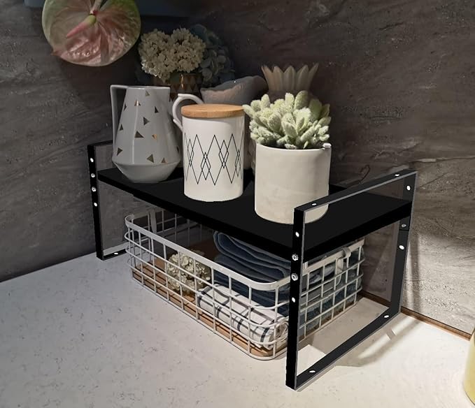 Expandable,Stackable Spice Rack,Seasoning Organizer and Storage,Spices Jar Racks for Cabinet,Countertop, Metal Pantry, Cupboard,Laundry Storages,Heavy Duty(1 Pack/Medium/Black)-NeatNest