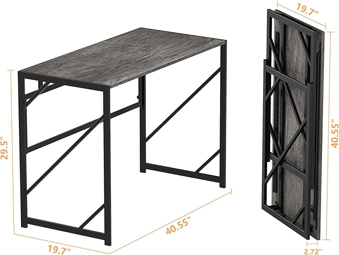 Elephance Folding Desk Writing Computer Desk for Home Office, No-Assembly Study Office Desk Foldable Table for Small Spaces-NeatNest