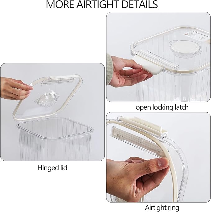 22 Lbs Large Plastic Food Storage Containers with Scoop, Airtight Pantry Dry Food Storage Containers with Lids, Clear
