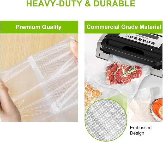 Bonsenkitchen Precut Vacuum Sealer Bags, 100 Gallon 11" x 16" Food Sealer Bags, Food Grade, BPA Free, Heavy Duty, Customized Vacuum Bags for Vac Storage, Meal Prep or Sous Vide Cooking, VB3214-NeatNest