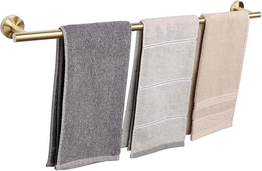TocTen Bath Towel Bar - Thicken SUS304 Stainless Steel Bathroom Towel Holder, Towel Rod for Bathroom Heavy Duty Wall Mounted Towel Rack Hanger (30IN, Gold)