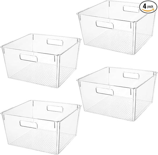 Extra Large Clear Plastic Storage Bins, Perfect for Kitchen Organization or Pantry Organization and Storage, Laundry Room, Fridge, Freezer Organizer Plastic Storage Containers for Organizing-NeatNest