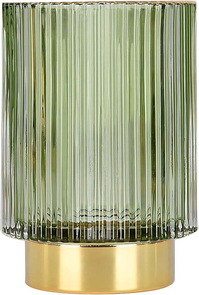 DASITON Makeup Brush holder Organizer,Crystal Cosmetic Makeup Brush Glass Brushes Storage Holder, Vintage Make Up Brush Cup Pen Pencil Holder striped vase(Green L)-NeatNest