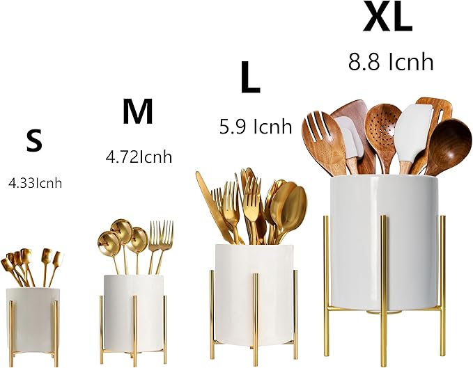 8.8" Utensil Holder,Ceramic Kitchen Utensil Holder for Countertop, Large Cooking Utensil Crocks for Kitchen Counter, Morden Utensil Organizer for Spatula-NeatNest