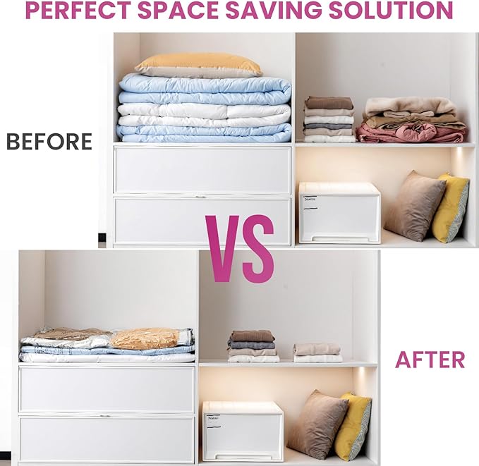 TAILI 8 Pack Vacuum Storage Bags for Comforter and Blankets, XXL Jumbo Vacuum Seal Bags for Bedding (47x39 Inch), Huge Space for Toy, Bedding, Pillows, Save More Closet Space-NeatNest