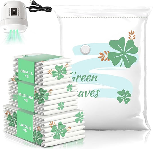 18 Pack Vacuum Storage Bags for Travel Clothing with High Pressure Electric Pump, 3 Sizes Large/Medium/Small Space Saver Bag Vacuum Sealed for Luggage Blankets, Vacuum Seal Bag for Bedding Comforters-NeatNest
