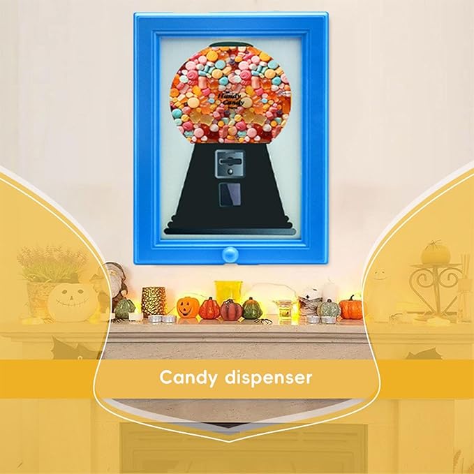 Gumball Machine，Photo Frame Candy Dispenser,For Candies, Nuts, Dog & Cat Treats, Hang on Wall, Birthday & Holiday Gift for All Ages.(Blue)-NeatNest