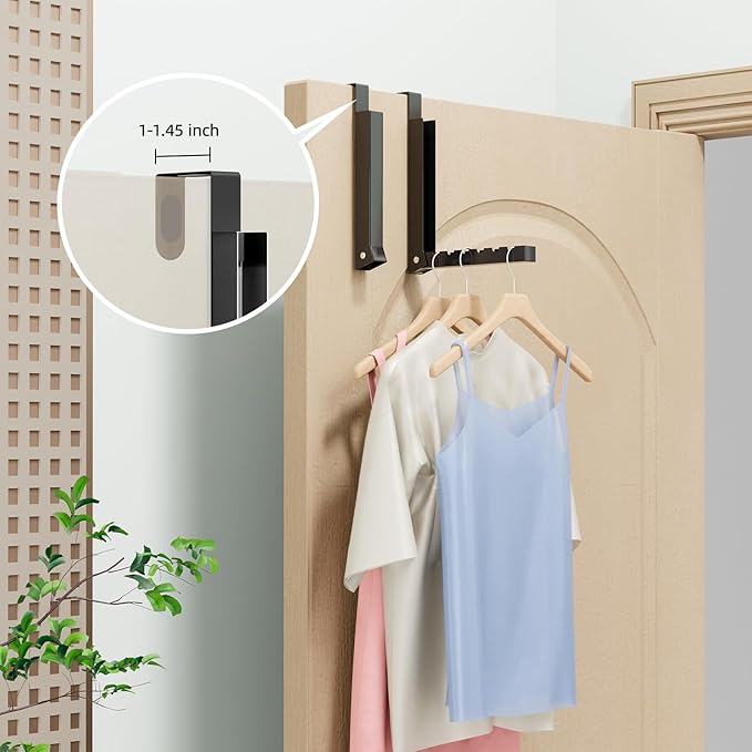 4 Pack Over The Door Hanger, Folding Over The Door Drying Rack for Laundry,Overdoor Hanger Hook,Small Clothes Drying Rack for Dorm Portable Black