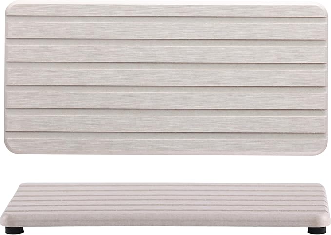 2 PCS Water Absorbent Diatomite Coasters Rectangle, Grooved Design, Water Absorbing Stone Used for Hand Soaps & Plants & toiletries in The Modern Home-NeatNest