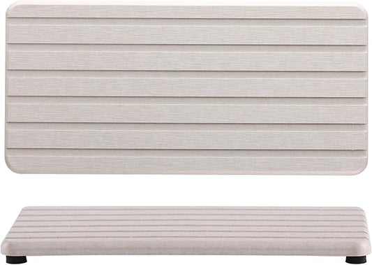 2 PCS Water Absorbent Diatomite Coasters Rectangle, Grooved Design, Water Absorbing Stone Used for Hand Soaps & Plants & toiletries in The Modern Home-NeatNest