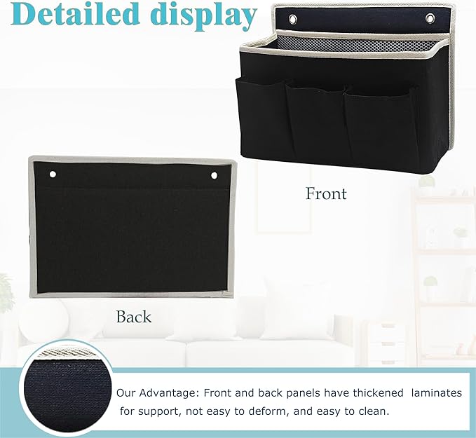 2-Pack Wall Hanging Organizer Bag/Hanging Baskets with Large Mesh Compartment & 3 Pockets，Over the Door Organizer Space Saving Storage for Bedroom,RV Camper, Closet (Black - 2 Pack)-NeatNest