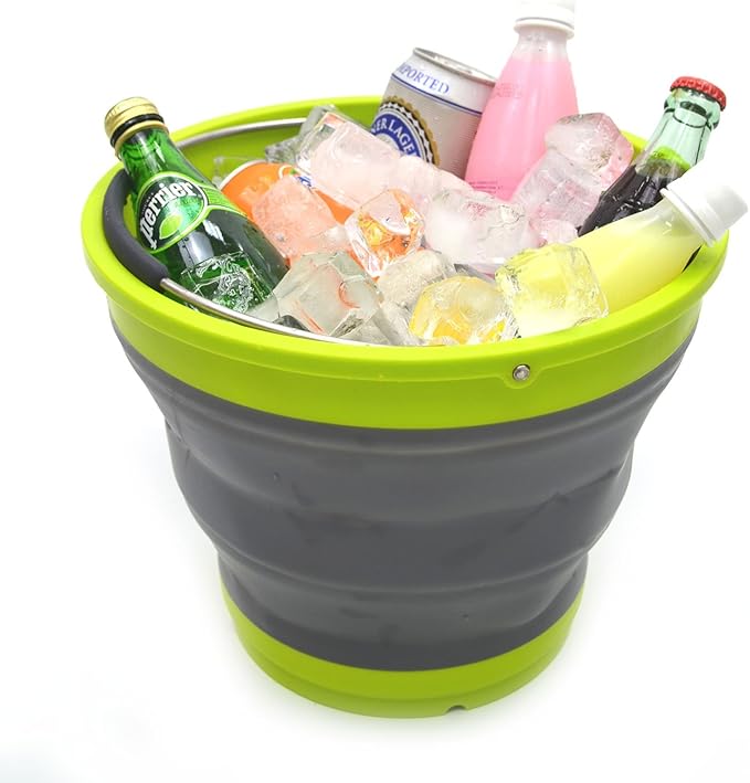 SAMMART Set of 2-10L/2.6 Gallon Collapsible Plastic Bucket - Foldable Round Tub - Portable Fishing Water Pail - Space Saving Outdoor Waterpot, Size 31cm Dia (2, Dark Grey)