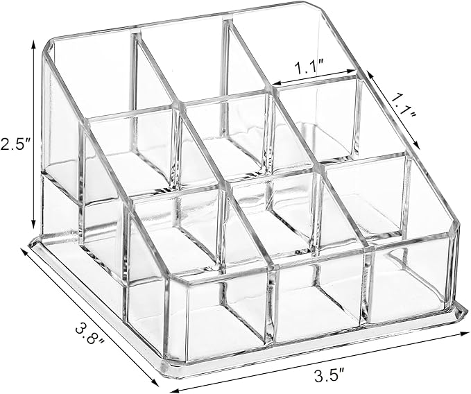 Foraineam 6 Pack Lipstick Holder Organizer, 9 Spaces Clear Lip Stick Storage Stand Container, Small Cosmetic Beauty Makeup Display Cases for Lipsticks, Lipgloss, Brushes, Bottles-NeatNest