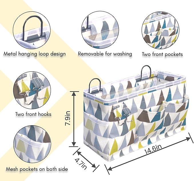 2pcs Large Wall Hanging Organizer Bag, Linen Fabric Door Hanging Storage Baskets with Pockets, Waterproof Bin for Kitchen, Bedroom, Office, RV Camper (Colors)-NeatNest