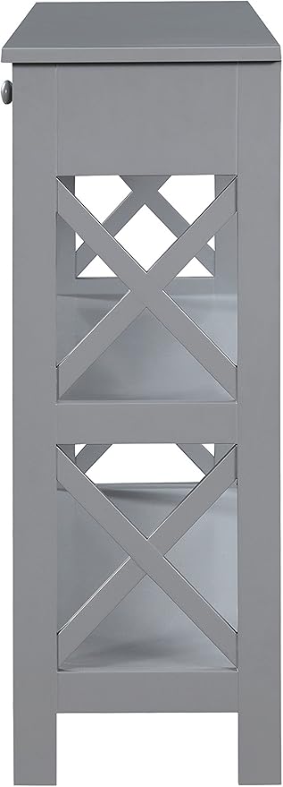 Convenience Concepts Oxford 1-Drawer Console Table 39.5" - Farmhouse Sofa Display with Storage Shelf For Living, Family, & Dining Room, Modern Entryway Hall Table for Kitchen, Bedroom, Gray-NeatNest
