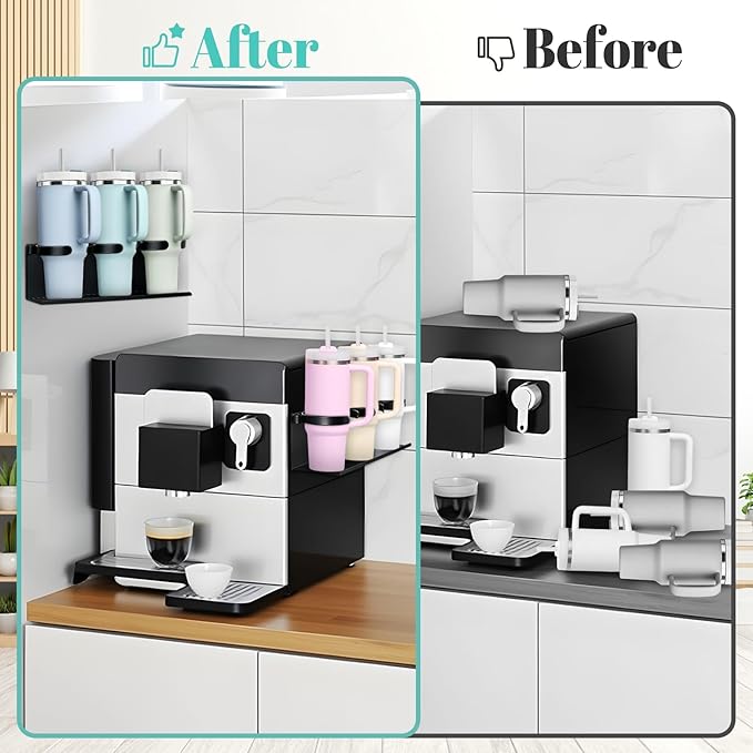 2Pcs Magnetic Water Bottle Organizer for Stanley 30 40 oz Tumbler and Lid Magnetic Cup Holder Heavy Duty Tumbler Storage Organizer Drink Accessories Kitchen Cup Storage Rack for Fridge Cabinets Gifts-NeatNest