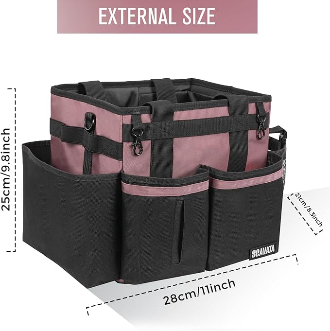 Compact Wearable Cleaning Caddy, Small Cleaning Caddy Supplies Organizer with Handle & Shoulder Straps for Housekeepers, Under Sink & Car Cleaning Tool Organizers Bag (LotusPink)-NeatNest