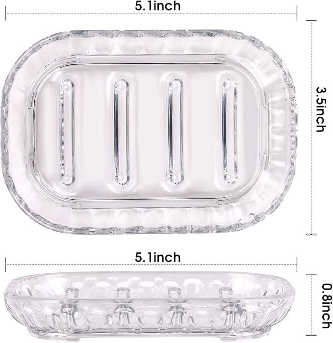 AMUONTY 2-Pack Soap Dish Holder for Bar Soap, Bathroom Soap Dishes Soap Holder, Soap Saver Dry Stop Mushy Soap Tray for Shower Bathroom, Kitchen Sink,Clear-NeatNest