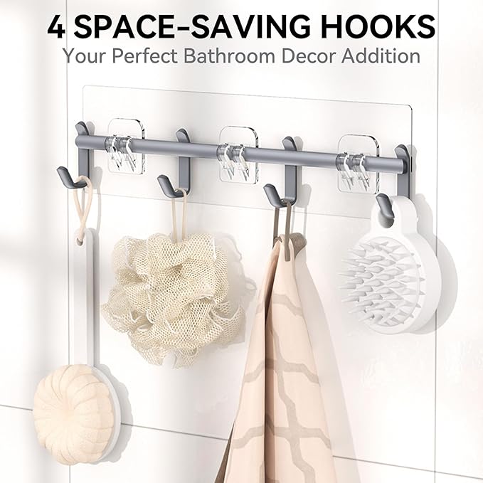 YASONIC Shower Caddy, 6 Pack Large Capacity shower Organizer with Soap Holder and 12 Hooks, Rustproof Shower Shelves for Inside Shower, No Drilling&Sleek Bathroom Organizers and Storage Grey-NeatNest