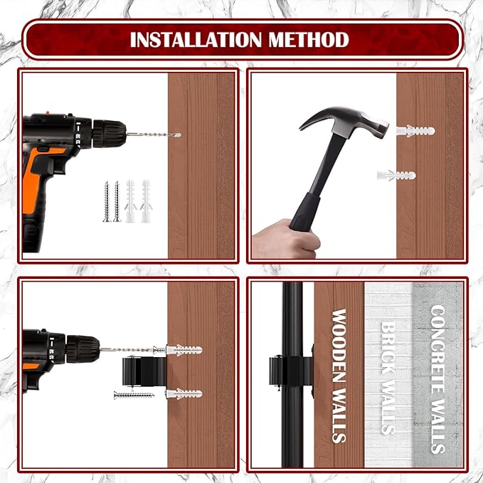 3-H Stainless Steel Broom Holder Wall Mount 15-Pack- Heavy Duty Mop Organizer, Wall Mounted Broom Storage with Secure Mounting for Laundry Garage Bathroom