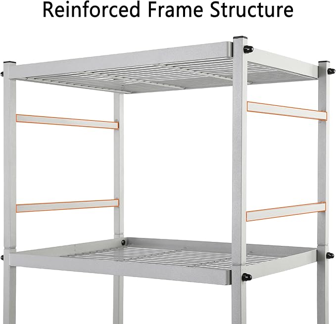 5-Wire Shelving Metal Storage Rack Shelves, Standing Storage Shelf Units for Laundry Bathroom Kitchen Pantry Closet(Silver,16.9L x 12.8W x 50.5H)