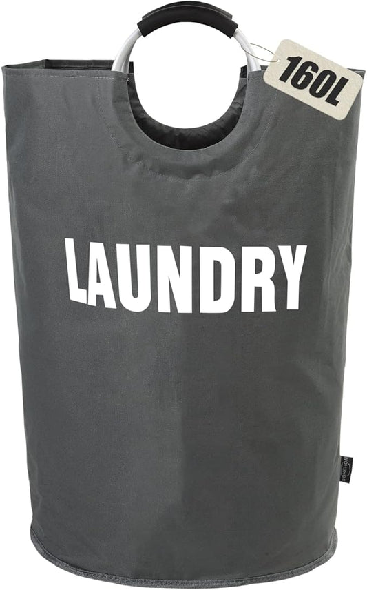 DOKEHOM 160L XX-Large Laundry Basket (7 Colors), Collapsible Laundry Bag, Foldable Laundry Hamper, Folding Washing Bin (Dark Grey, XXL)-NeatNest