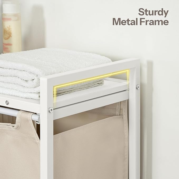 HOOBRO Laundry Sorter 3 Section, Laundry Hamper with Wheels, 3 × 11.5 Gal (43.4L), Rolling Laundry Basket, Pull-Out and Removable Oxford Fabric Bags, White WG76XY01-NeatNest