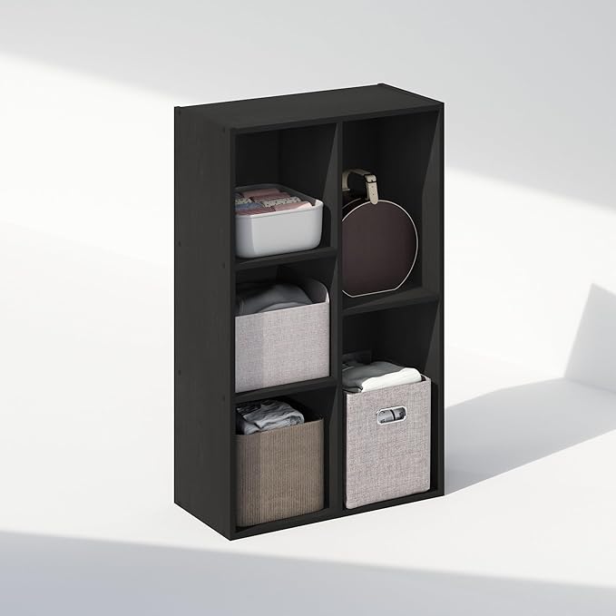 Furinno Reed 5-Cube Open Shelf Multipurpose Closet & Clothing Storage, Storage Organizer, Blackwood-NeatNest