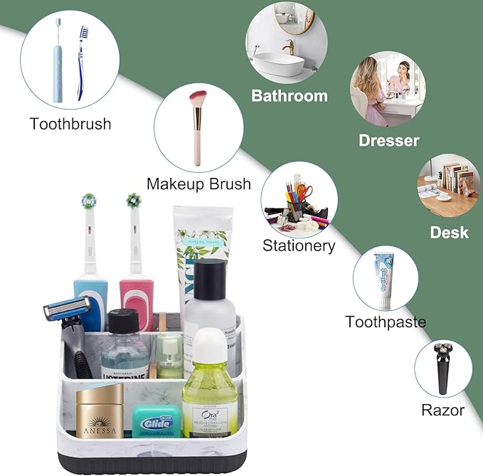 Chintu Toothbrush Holders for Bathroom Counter Organizer - 6 Slots Kids Tooth Brushing Holder Rustic Toothbrush and Toothpaste Holder for Vanity Organization Farmhouse Electric Toothbrush Caddy Black-NeatNest